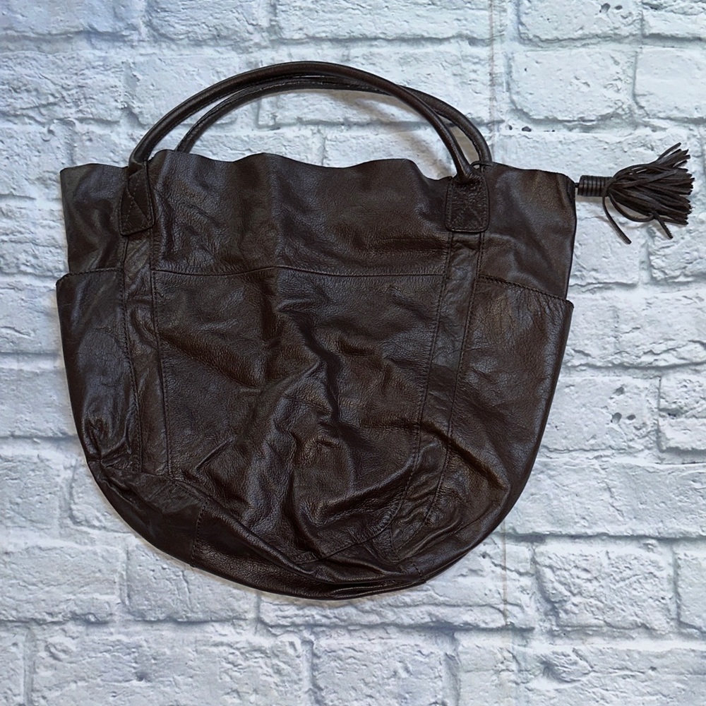 Chic Dark Brown Leather Tote Bag